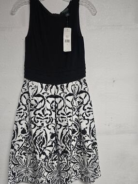 Lauren Ralph Lauren Black & White Patterned Women's Top